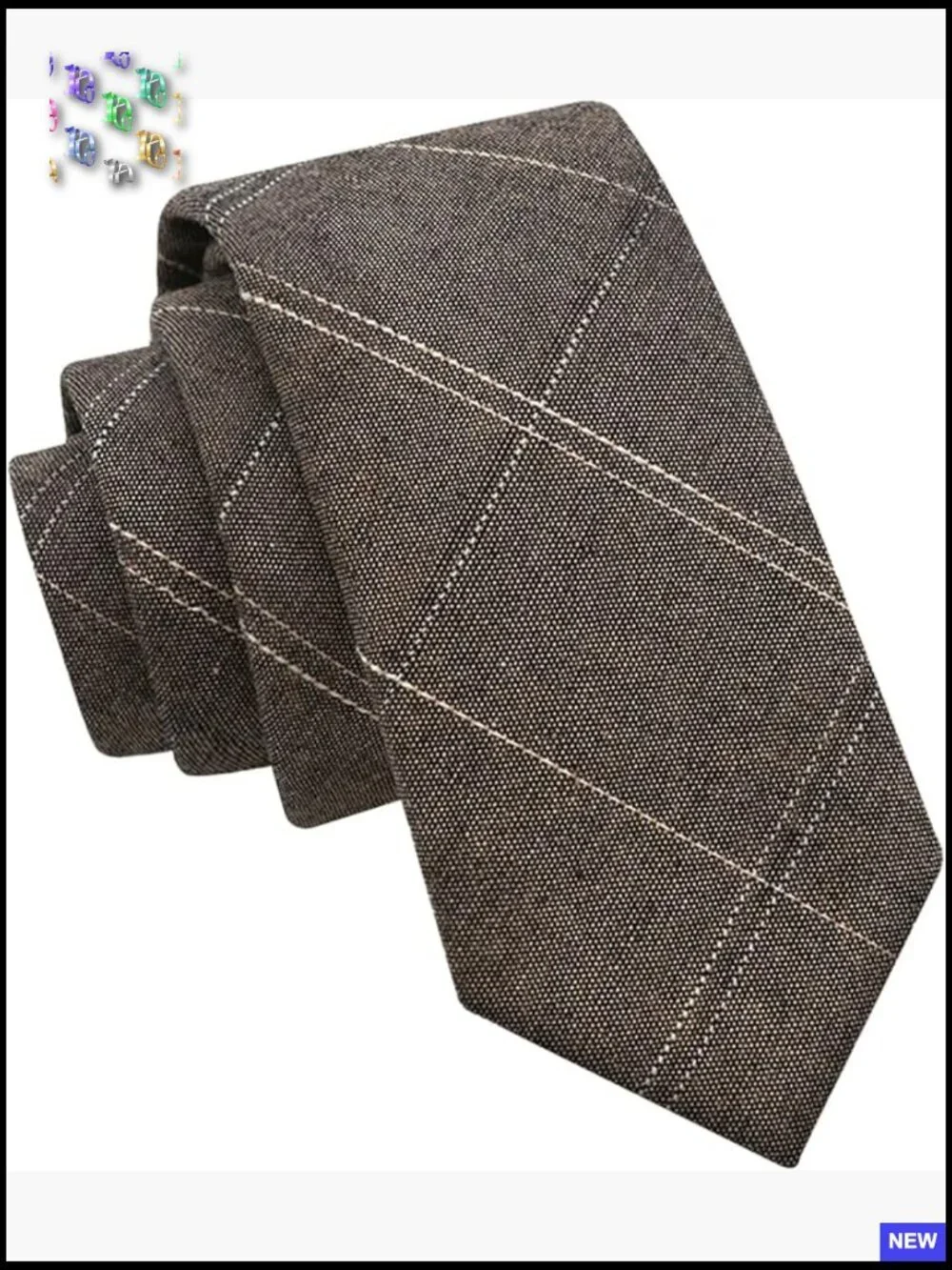 Cotton Skinny Tie Plaid Striped Retro Business Formal Casual Office Wear